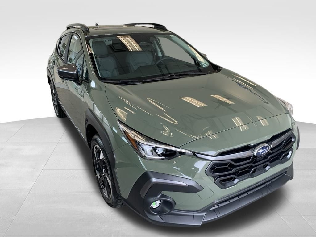 2026 Subaru CROSSTREK Limited in Alpine Green — front three-quarter view