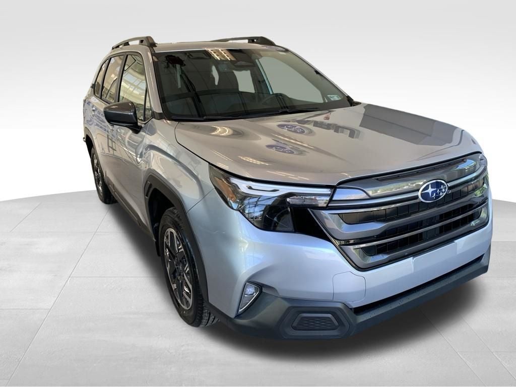 2026 Subaru FORESTER Premium in Ice Silver Metallic — front three-quarter view
