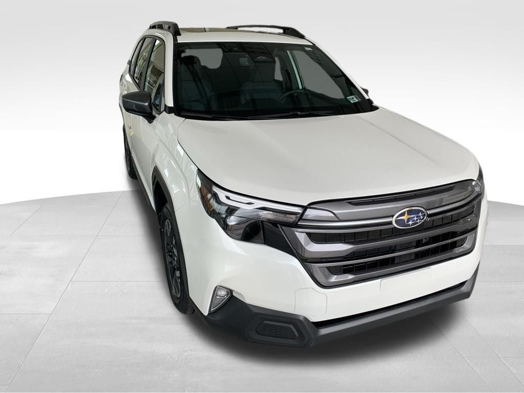 2026 Subaru FORESTER Premium in Crystal White Pearl — front three-quarter view