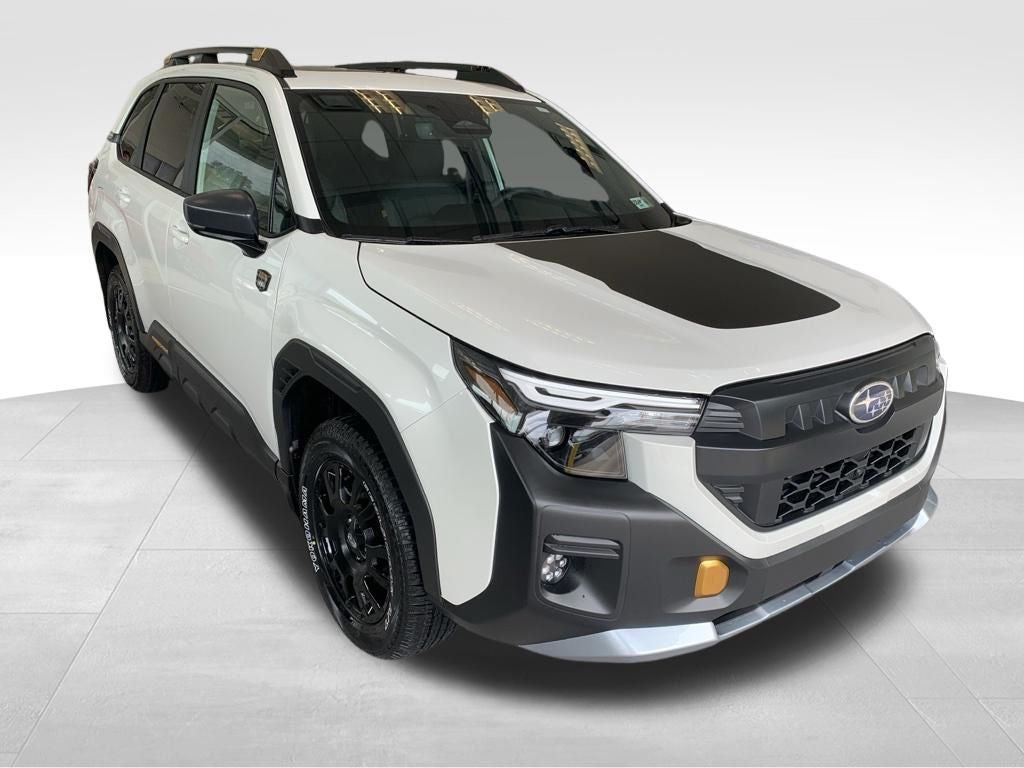 2026 Subaru FORESTER Wilderness in Crystal White Pearl — front three-quarter view