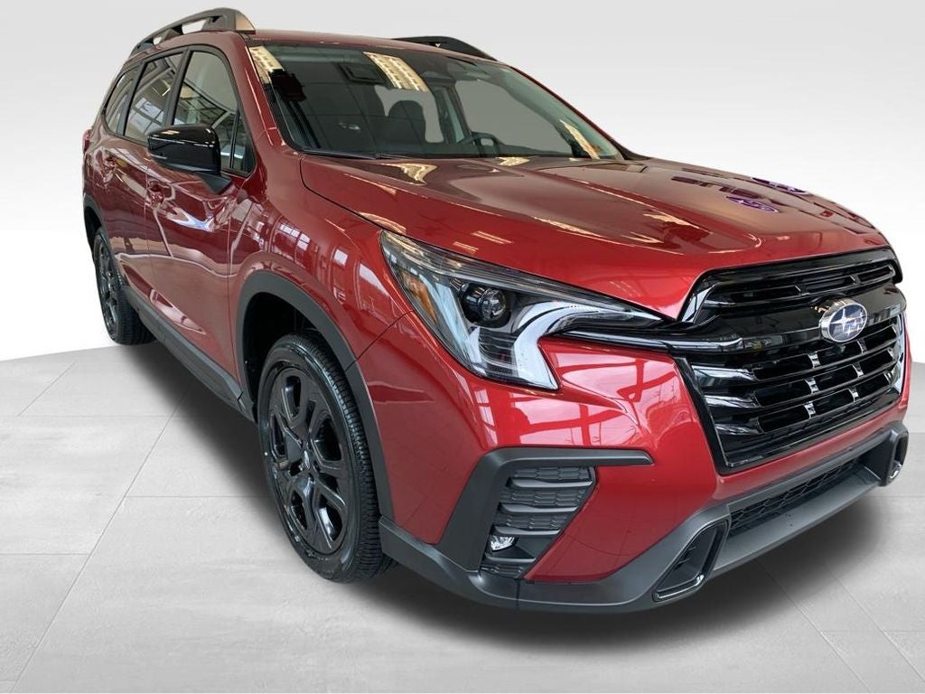 2026 Subaru ASCENT Onyx Edition Touring 7-Passenger in Crimson Red Pearl — front three-quarter view