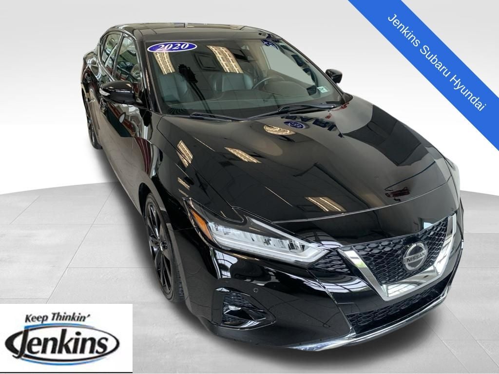 2020 Nissan Maxima SR in Super Black — front three-quarter view