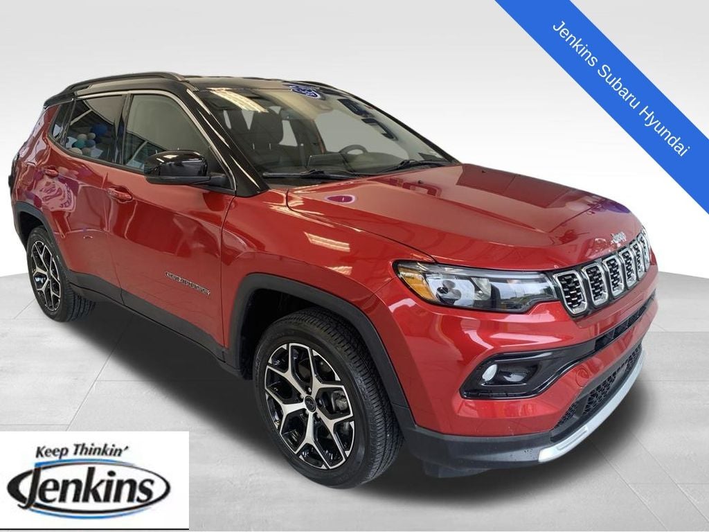2025 Jeep Compass Limited in Red Hot Pearlcoat — front three-quarter view