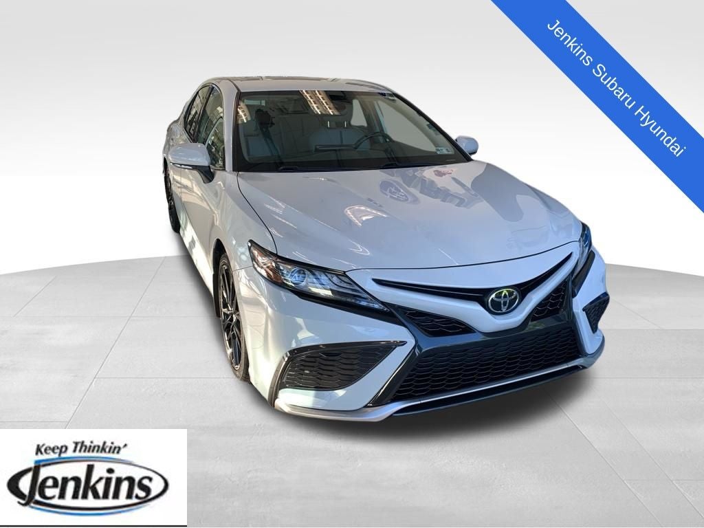 2022 Toyota Camry XSE in Ice Edge — front three-quarter view