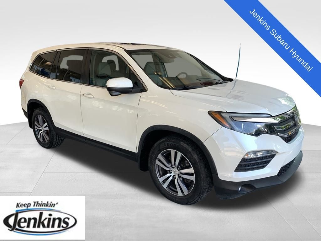 2018 Honda Pilot EX-L w/Honda Sensing in White Diamond Pearl — front three-quarter view