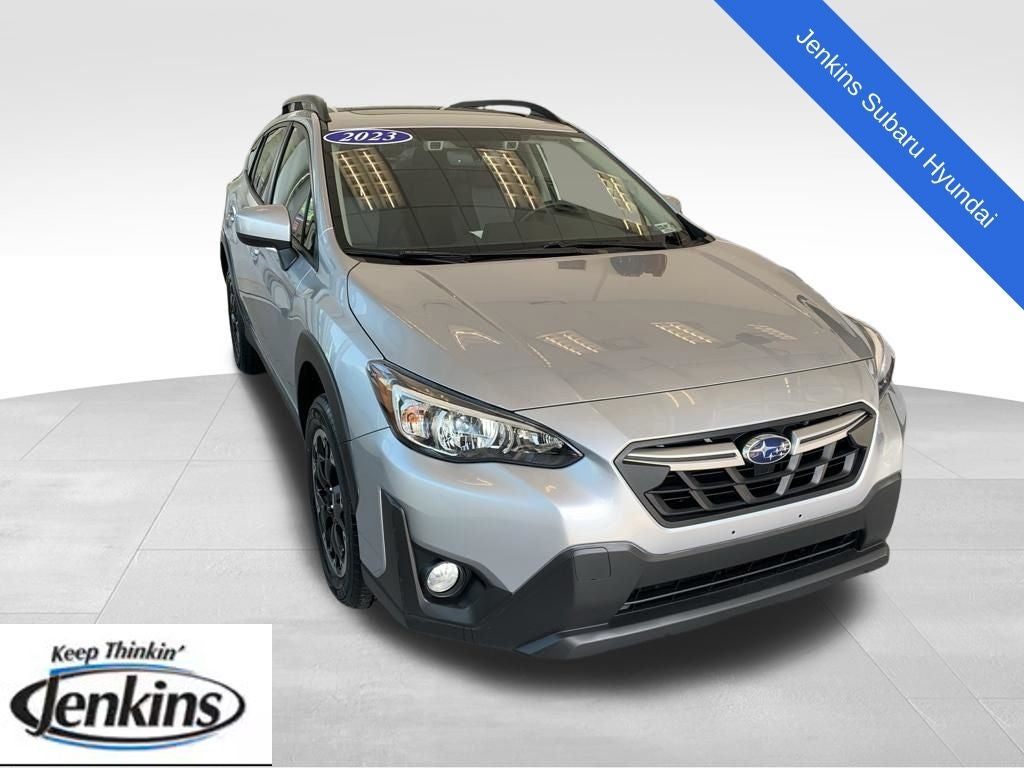 2023 Subaru Crosstrek Premium in Ice Silver Metallic — front three-quarter view