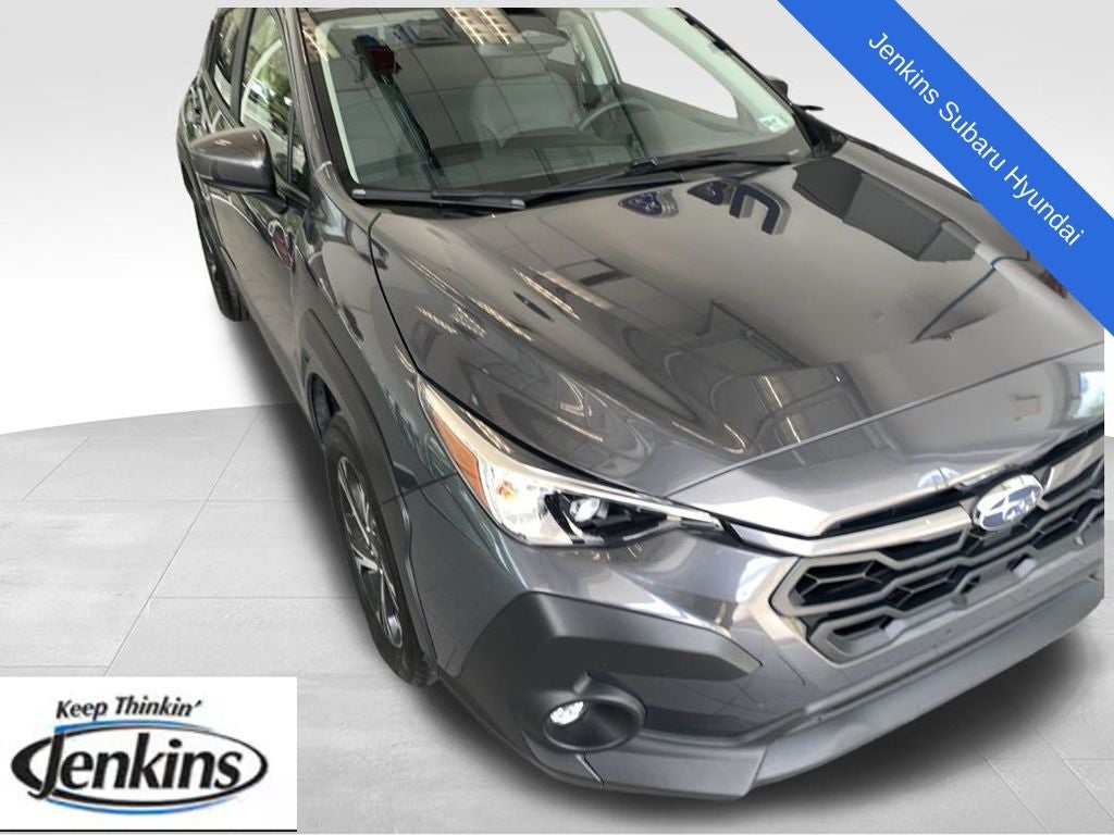 2025 Subaru Crosstrek Premium in Magnetite Gray Metallic/Crystal Black Silica — front three-quarter view