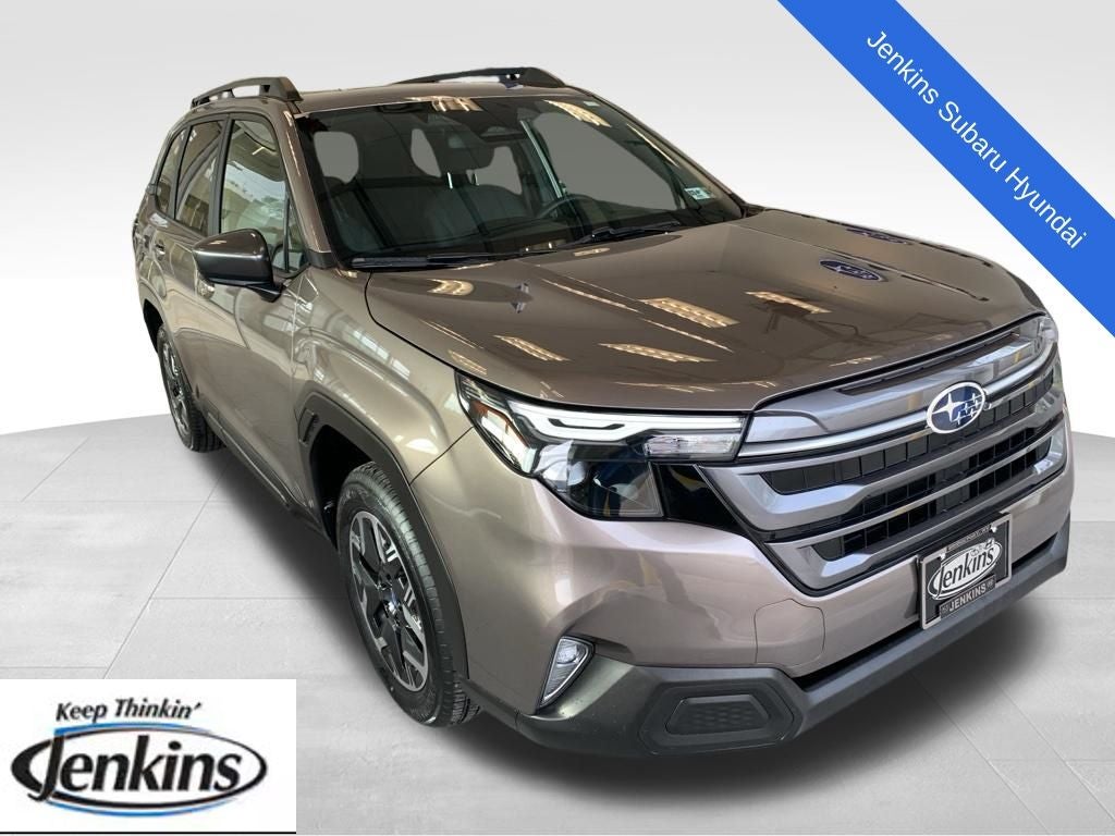 2025 Subaru Forester Premium in Brilliant Bronze Metallic — front three-quarter view